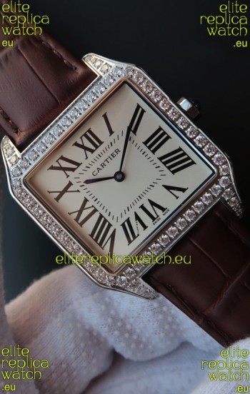 Cartier Santos Dumont 1:1 Swiss Replica Watch in Quartz Movement - Diamonds Bezel 