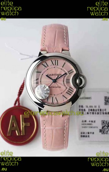 Ballon De Cartier Swiss Automatic 1:1 Mirror Quality 33MM in Pink Dial/Strap 