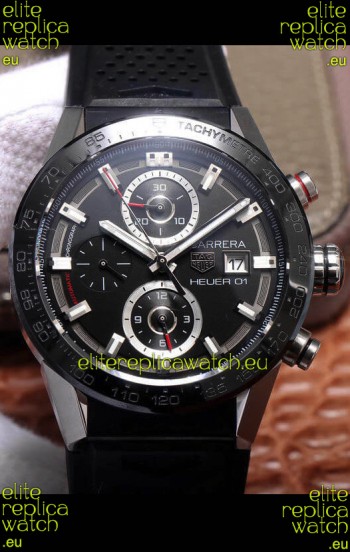 Tag Heuer Carrera Heuer 01 Swiss Replica Watch in Steel Casing Ceramic Bezel 43MM
