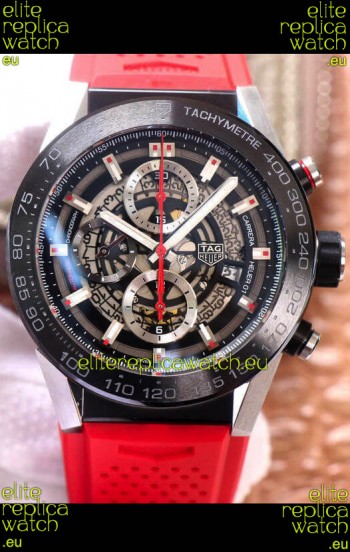 Tag Heuer Carrera Heuer 01 Swiss Replica Watch in Red Strap 45MM 