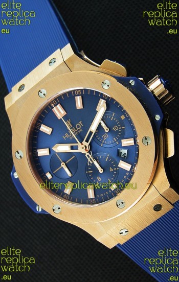 Hublot Big Bang Pink Gold Blue Swiss Replica Watch 1:1 Mirror Replica 