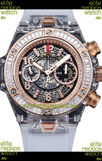 Hublot Big Bang Unico Sapphires Casing 1:1 Mirror Edition Swiss Replica Watch White Strap