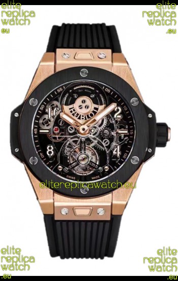 Hublot Big Bang Tourbillon Rose Gold Casing Ceramic Bezel Watch in 45MM 1:1 Mirror Replica