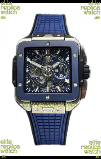 Hublot Square Bang Unico Titanium Blue Ceramic Chronograph Watch 1:1 Mirror Replica