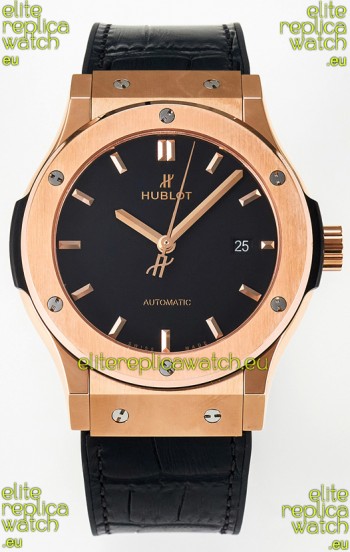 Hublot Super Clone Classic Fusion Rose Gold 42MM 1:1 Mirror Replica Watch Black Dial