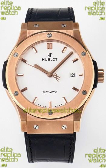 Hublot Super Clone Classic Fusion Rose Gold 42MM 1:1 Mirror Replica Watch White Dial