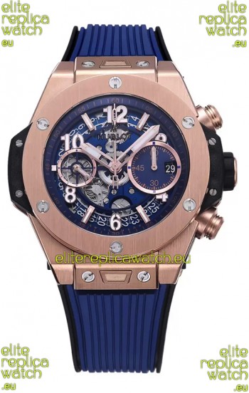Hublot Big Bang Unico Blue Rose Gold Casing 1:1 Mirror Edition Swiss Replica Watch