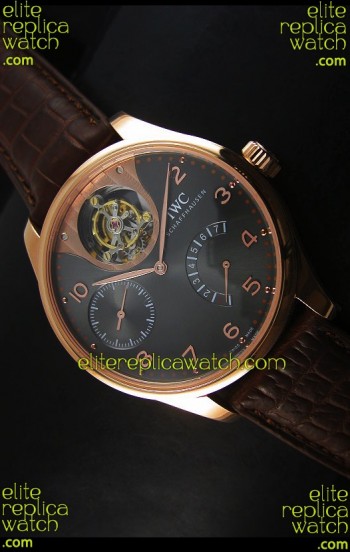IWC IW504602 Portugieser Tourbillon Rose Gold Watch in Grey Dial 