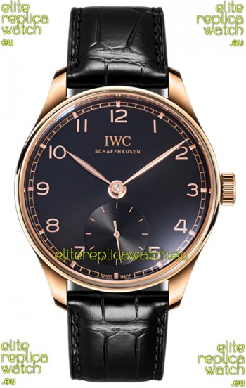 IWC Portugieser Automatic 40 IW358401 Black Dial in Rose Gold Casing Mirror Replica Watch 