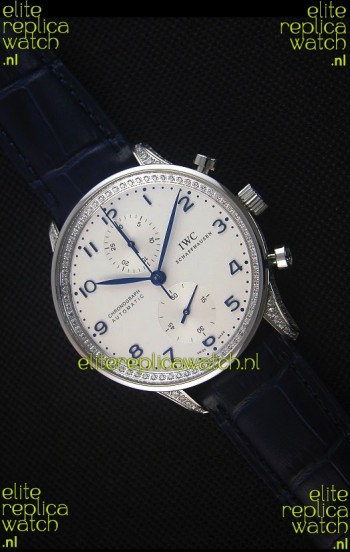 IWC Portuguese Chronograph White Dial with Diamonds 1:1 Mirror Replica Watch