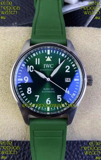 IWC Pilot MARK Series IW328205 1:1 Mirror Swiss Replica Watch in Green Dial Rubber Strap