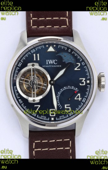 IWC Portuguese Genuine Swiss Tourbillon Movement Steel Watch in Blue Dial 