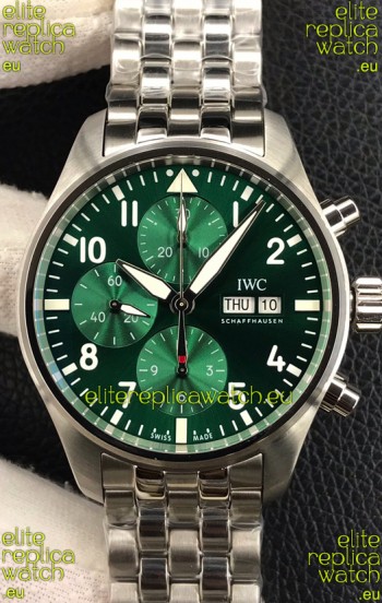 IWC Pilot Chronograph Edition Green Dial in 904L Steel Casing 1:1 Mirror Replica Watch