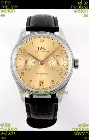 IWC Super Clone Portugieser Swiss 1:1 Mirror Replica Watch Champange Dial Steel Case Watch
