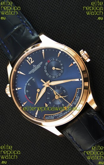 Jaeger LeCoultre Master Geographic Power Reserve Pink Gold Swiss Replica Watch 