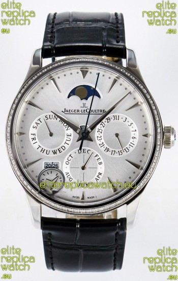 Jaeger LeCoultre Super Clone Master Ultra Thin Perpetual Calendar White Dial Diamonds Watch