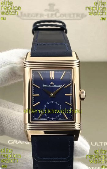 Jaeger-LeCoultre Reverso DuoFace Rose Gold Casing Watch Blue Dial in Swiss Automatic Movement