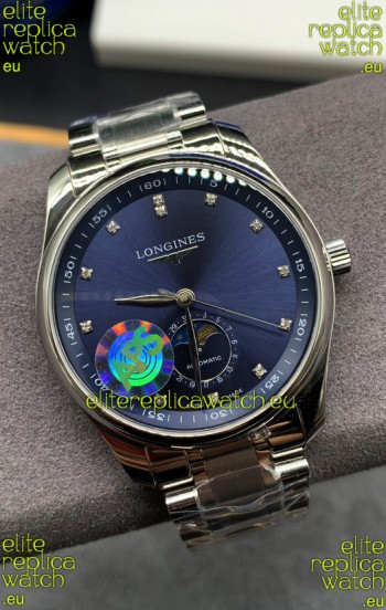 Longines Master Collection Automatic Moonphase Blue Dial Swiss Replica Watch Steel Strap