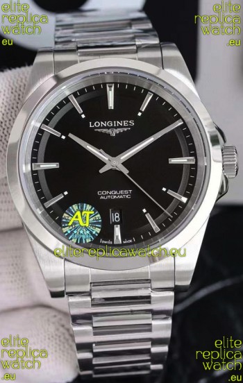 Longines Conquest Automatic Black Dial Automatic Watch in Steel Casing