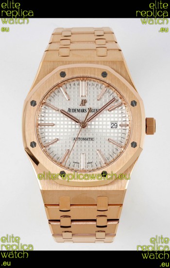 Audemars Piguet Royal Oak 15400 41MM White Dial 904L Rose Gold CALIBRE 3120 Movement 1:1 Mirror Replica