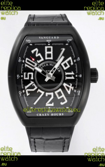 Franck Muller Vanguard Crazy Hours in DLC Coated Casing Swiss Replica Watch 
