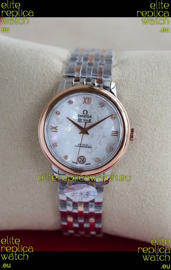 Omega De Ville Edition Swiss Automatic Watch in Two Tone Rose Gold White Dial 
