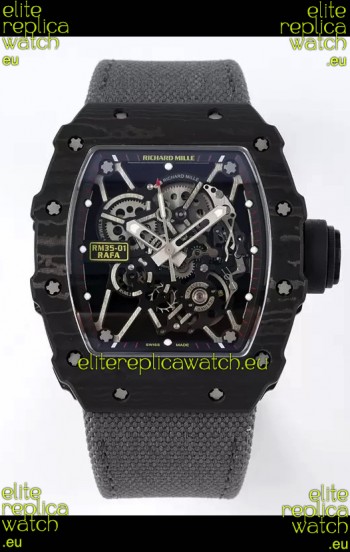 Richard Mille RM35-01 Rafael Nadal Carbon Fiber Casing with Genuine Tourbillon Super Clone Watch 