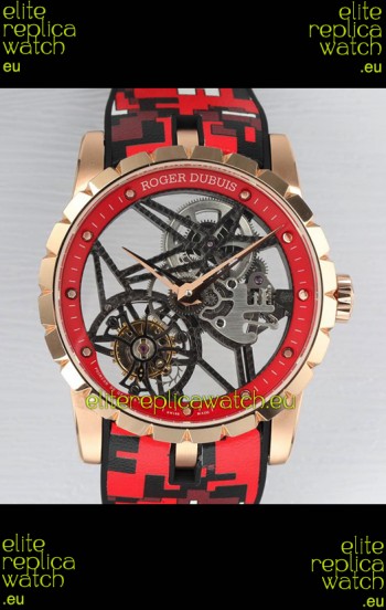 Roger Dubuis Excalibur Spider Flying Tourbillon Skeleton Rose Gold Casing 42MM 1:1 Mirror Swiss Watch