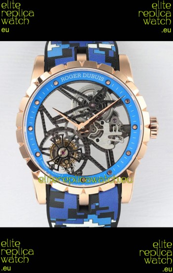 Roger Dubuis Excalibur Spider Flying Tourbillon Skeleton Rose Gold Casing 42MM 1:1 Mirror Swiss Watch