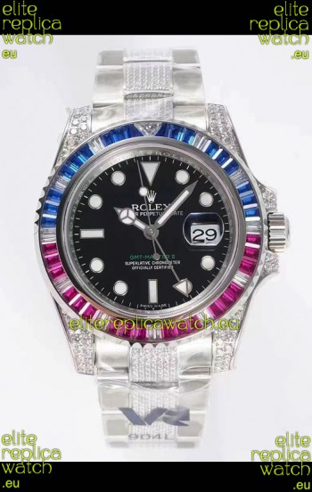 Rolex GMT Masters II Diamonds Swiss watch in 904L Case - 1:1 Mirror Quality