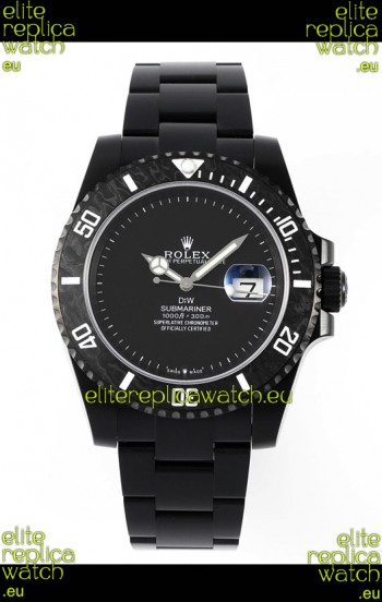 Rolex Submariner DiW DLC Coated Steel Casing Black Ceramic Bezel Edition Watch 