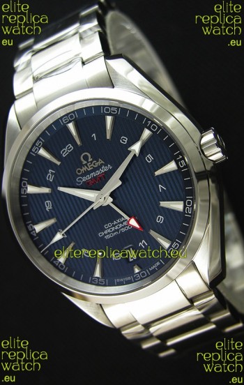 Omega Seamaster Aqua Terra GMT 150M 43MM 1:1 Mirror Replica Watch Blue Dial