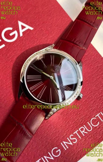 Omega De Ville Tresor Edition Swiss Quartz Watch 36MM Steel Casing Red Dial