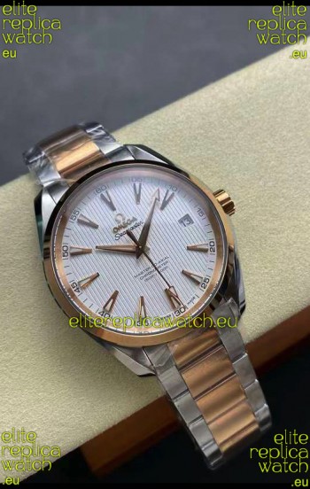 Omega Aqua Terra 150M White Dial 904L Two Tone Rose Gold Casing 1:1 Mirror Replica 41MM 