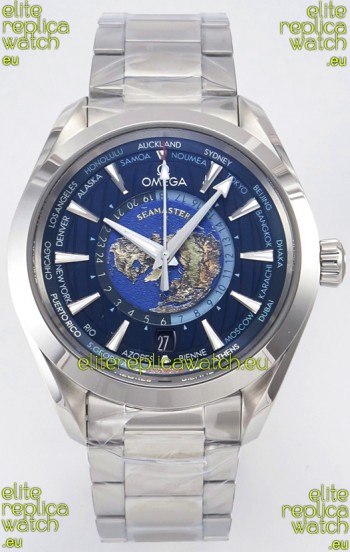 Omega Aqua Terra 150M Wolrd Timer 24 Blue Dial 904L Steel 1:1 Mirror Replica 41MM 