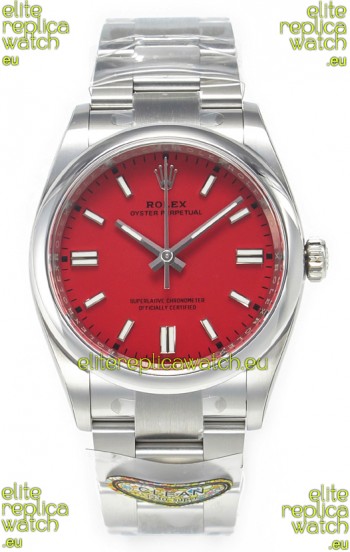 Rolex Oyster Perpetual Super Clone REF#126000 36MM Swiss Movement Swiss Replica Red Dial Swiss Replica