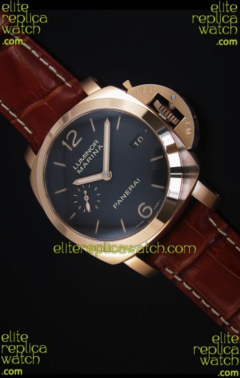 Panerai Luminor Marina PAM393 42MM Swiss Rose Gold Replica Watch 