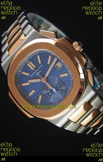 Patek Philippe Nautilus 5980 Chronograph Two Tone Case Blue dial - 1:1 Mirror Replica