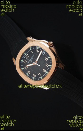 Patek Philippe Aquanaut Jumbo Rose Gold 1:1 Mirror Replica Watch - Black Colored Dial