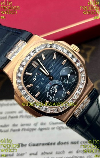 Patek Philippe Nautilus 5712R 1:1 Quality Swiss Replica Watch in Blue Dial Blue Strap