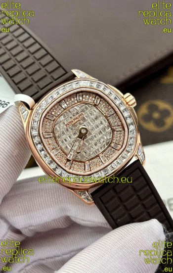 Patek Philippe Aquanaut 5062/450R-001 Rose Gold Diamonds Paved Swiss Replica Watch 