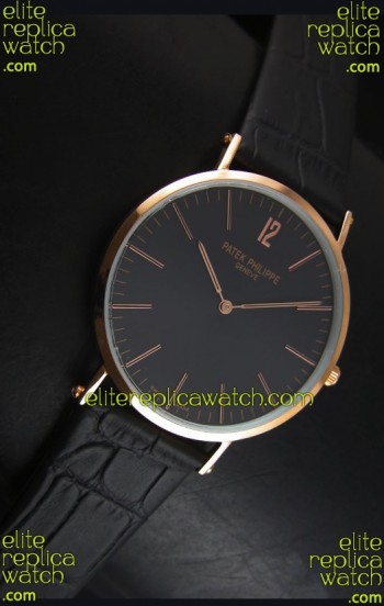 Patek Philippe Calatrava Ulta-Thin Swiss Quartz Watch Rose Gold Case