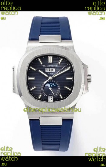 Patek Philippe Nautilus 5726A 1:1 Mirror Swiss Watch Blue Dial Rubber Strap