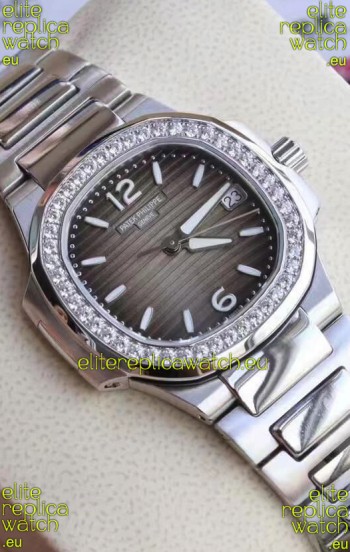 Patek Philippe Nautilus 7010/1G-012 32MM 1:1 Mirror Replica - Genuine Diamonds on Bezel 