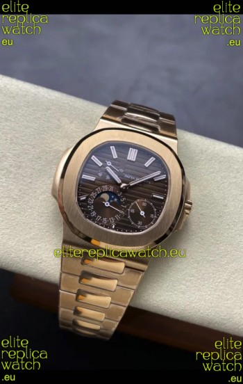 Patek Philippe Super Clone Nautilus 5712/R 1:1 Quality Watch in Brown Dial Gold Strap