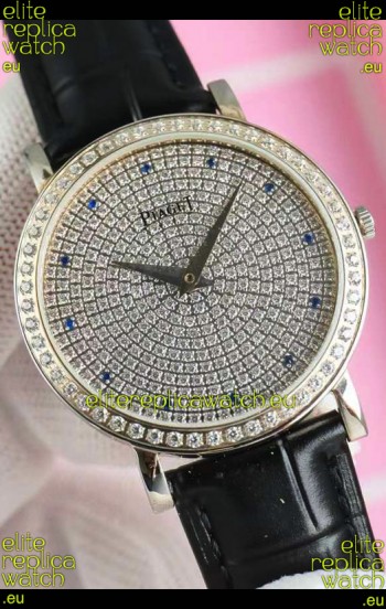 Piaget Altiplano G0A36128 Paved Diamonds Dial Swiss Quartz Replica Watch in Steel Case