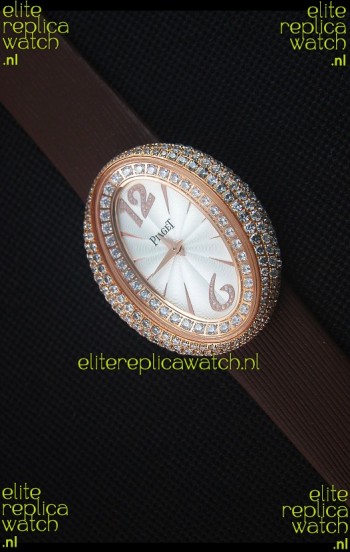 Piaget Limelight Magic Hour Swiss Quartz Watch Rose Gold in Brown Strap