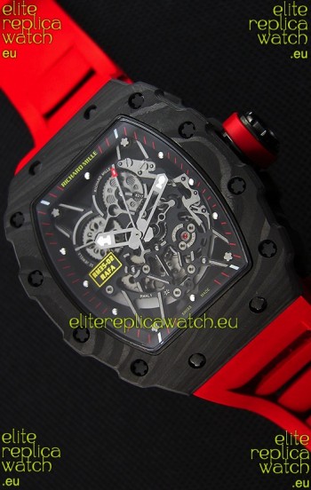 Richard Mille RM35-2 Rafael Nadal Forged Carbon Case with Red Rubber Strap