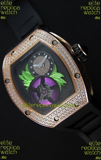 Richard Mille 19-02 Tourbillon Fleur Swiss Replica Watch in Pink Gold 