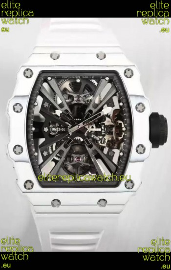 Richard Mille RM12-01 White Carbon Fiber Case Genuine Tourbillon Movement 1:1 Mirror Replica Watch
